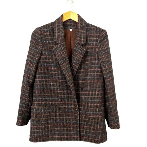 Vintage Peabody House Wool Blazer Size 7 8 Charcoal Multi Stripe - Picture 1 of 10